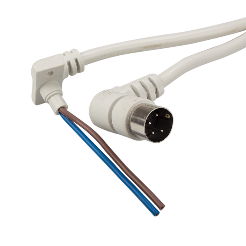 Right Angle Male 4PIN Din Connector To 2PIN Cable-Tail Power the Medical Equipment White Spring Motor Cable Power Cord