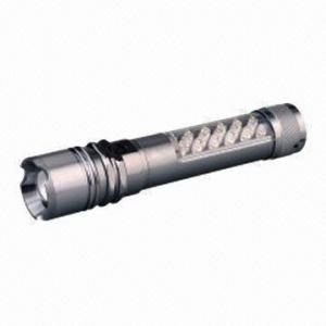 China Aluminum 1W 12-piece LED Zoomable Flashlight/Work Light with SOS on sale 