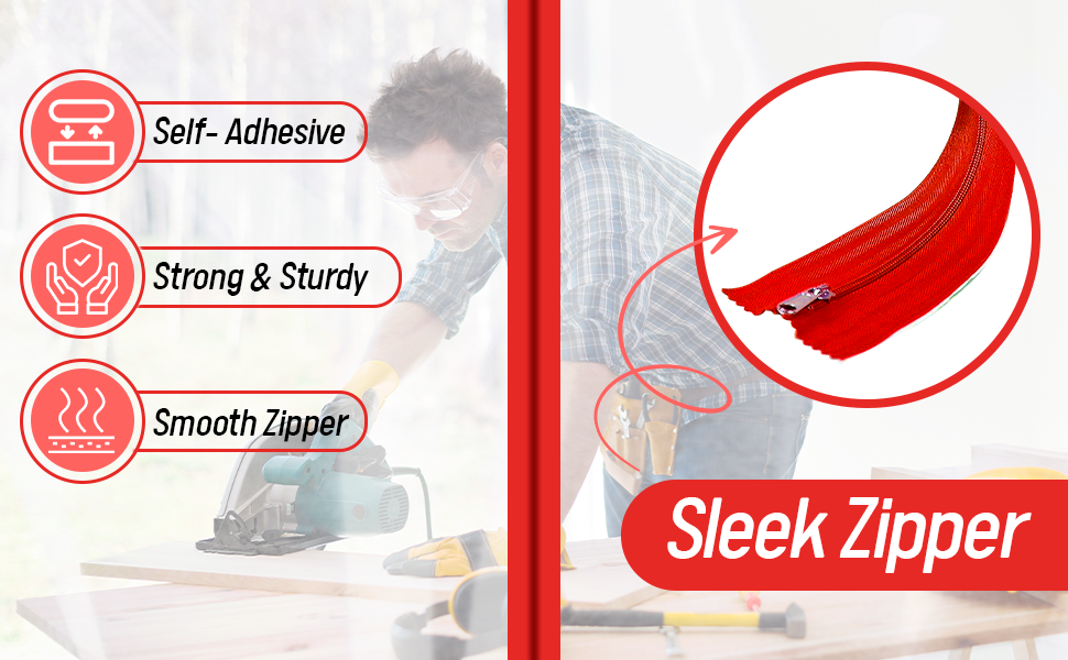 Peel and Stick Zipper - Self-adhesive, easy-to-use zipper