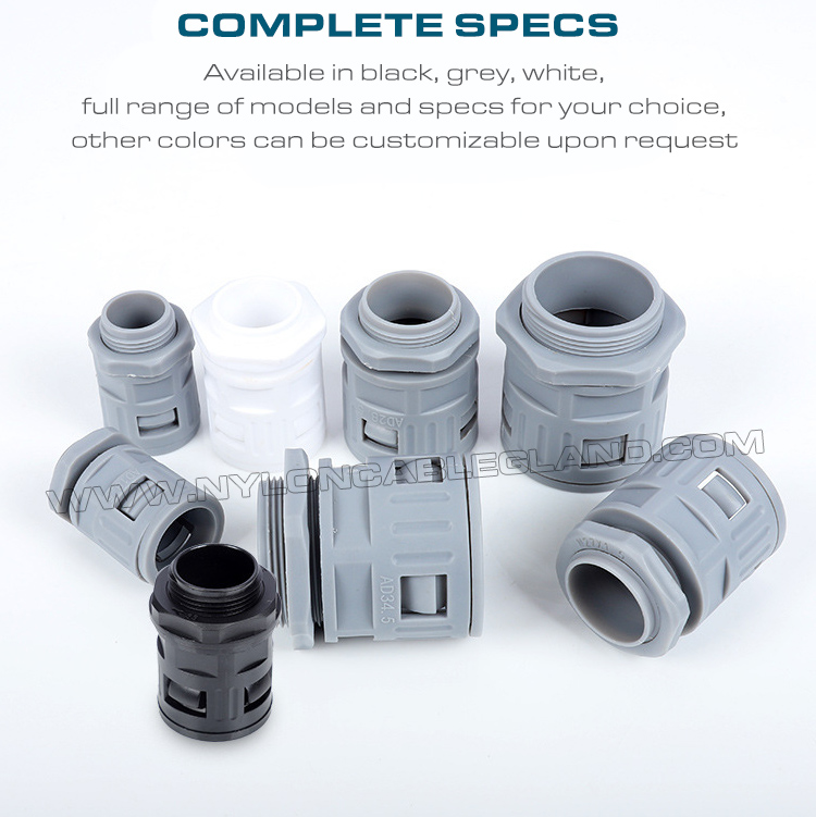 Metric Pipe Connectors, Straight Flexible Pipe Fittings Plastic Corrugated Pipe Glands for Flexible Pipes AD10-AD54.5