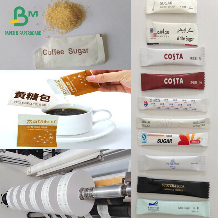 Food Grade Sugar Sachet Paper Coffee Packet Wrappers White Coated Paper Sheets