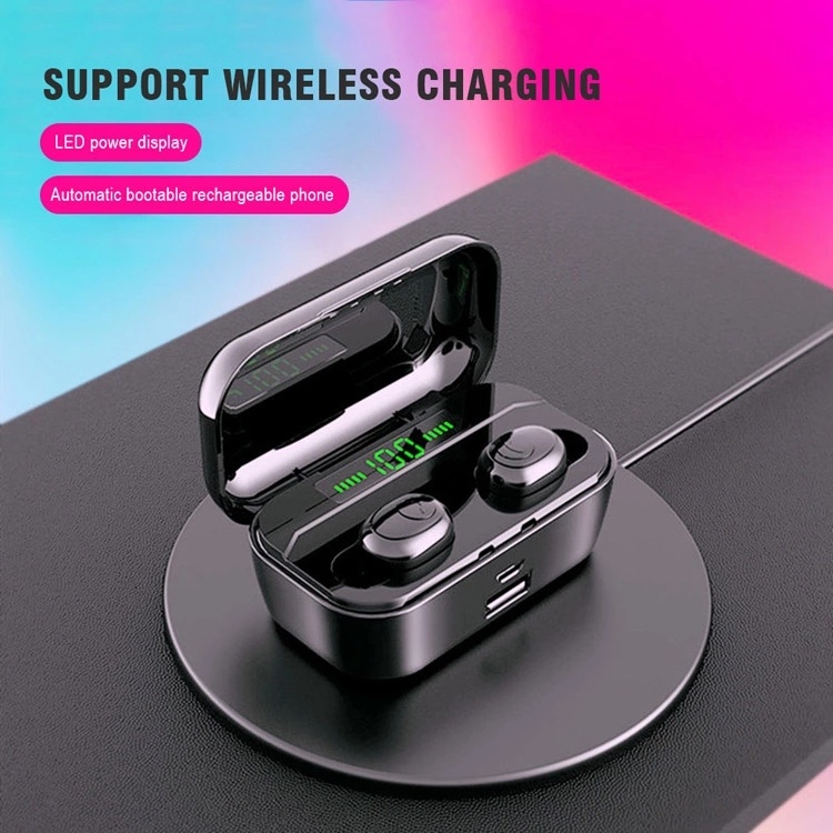 Tws Bluetooth Earpieces with Wireless Charging LED Digital Display Earphones Mini in Ear Earbuds Headphone with Mic