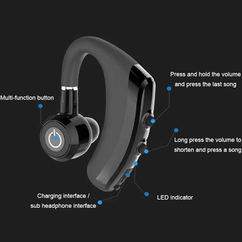 Business Bluetooth Headset Wireless Headphones Handsfree Earphones Stereo Earbuds Cordless Headphone Sport Earphone with Mic