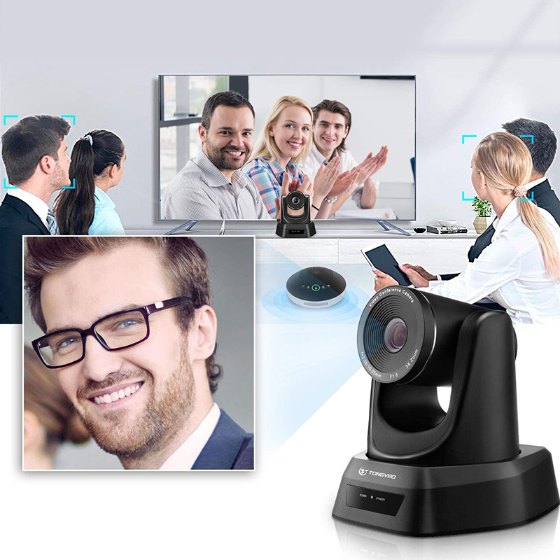 PTZ Camera 3X-USB Video Conference Webcam, Full HD 1080P Webcam Optics Zoom 128-Degree Wide-Angle for Business Meeting Live Streaming Church Education