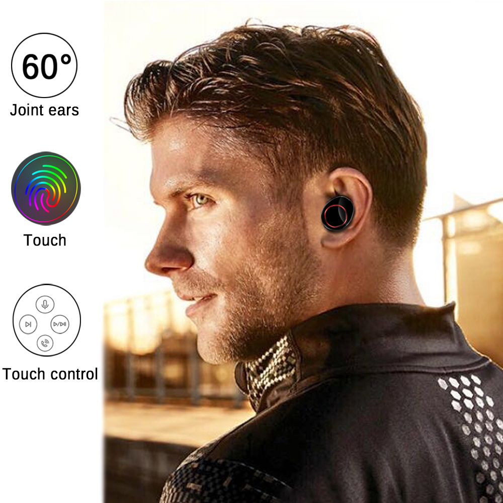 Bluetooth 5.0 Tws Wireless Power Display Earphones Touch Control Sport Stereo Cordless Earbuds (40000mAh, with Charging Box)