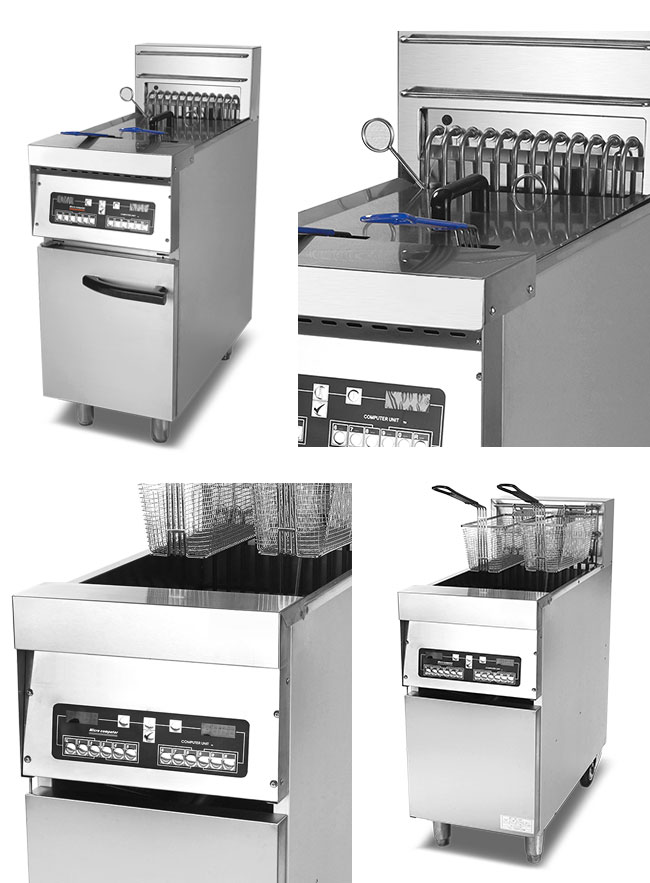 Computerized 1 Tank 2 Basket Electric Chicken Fish Deep Fryer Commercial Snack Machine