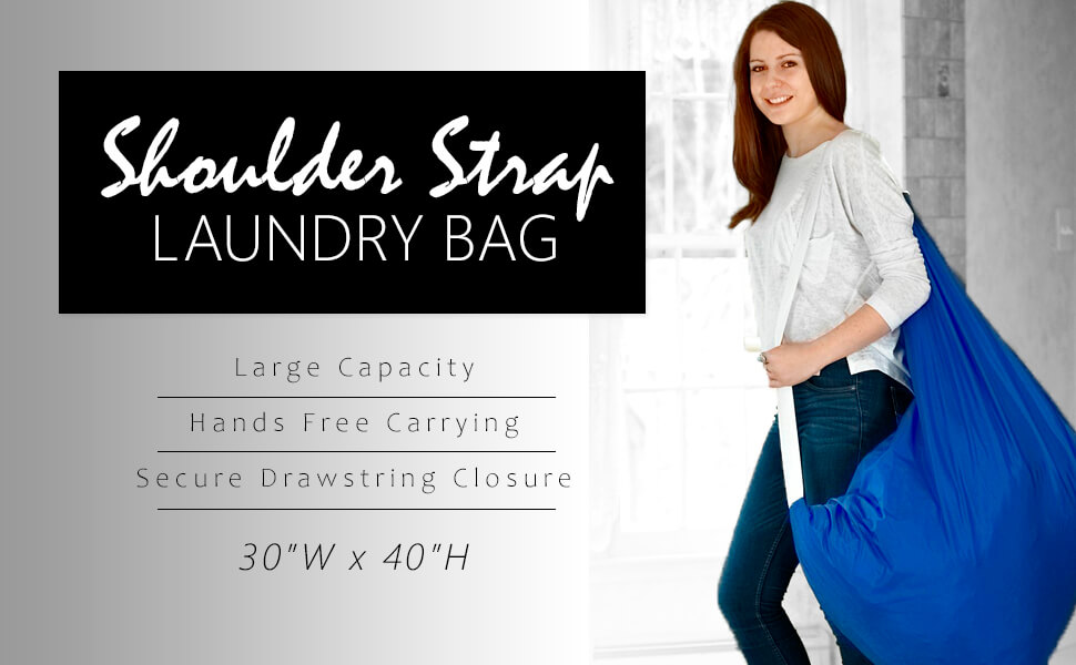 shoulder strap laundry bag large capacity hands free carrying secure drawstring closure