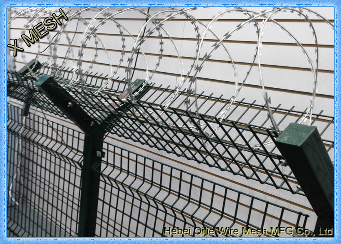 security mesh fence with concertina wire