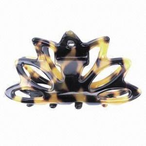 China Hair Claw, Made of Green France Cellulose Acetate, Leopard, Flower Shape on sale 