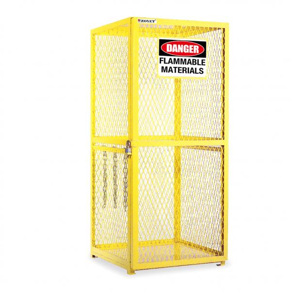Yellow Gas Cylinder Storage Cabinets Collapsible Safety Cage For
