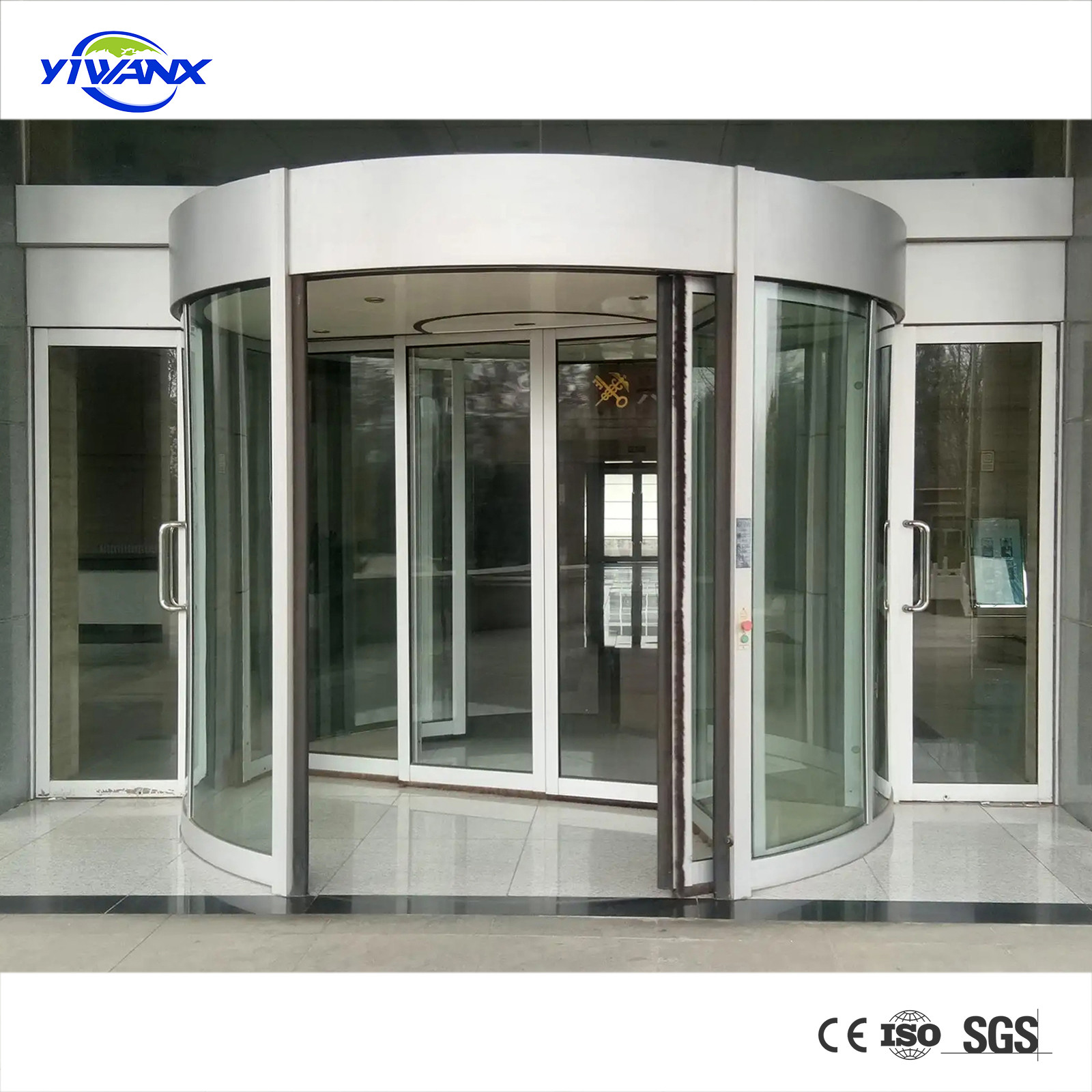 Two-wing Automatic Revolving Door for Grand Commercial Buildings with Noble Appearance