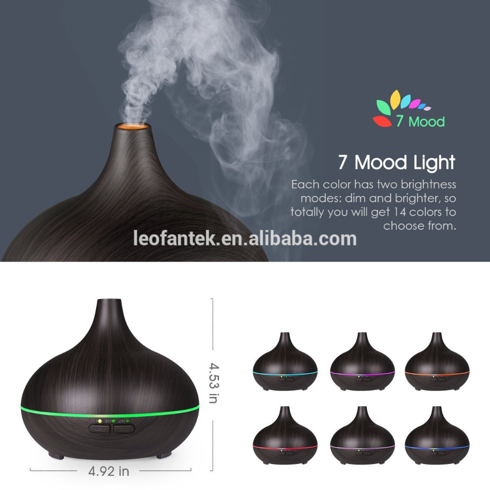 150ml Wooden Aroma Diffuser Aromatherapy Essential Oil Diffuser, Cool Mist Humidifier Air Purifier with 7 Color LED Lights