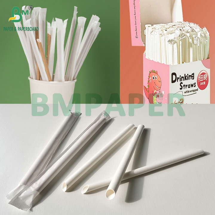 Smooth High Strength 24gsm 28gsm White Kratf Paper For Straw Wrapping