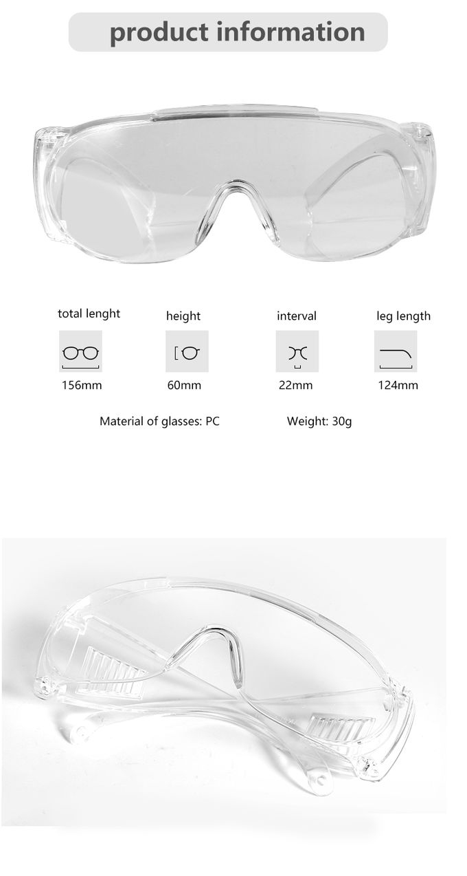 Anti Scratch Lab Safety Goggles , High Optical Clarity Anti Fog Work Glasses