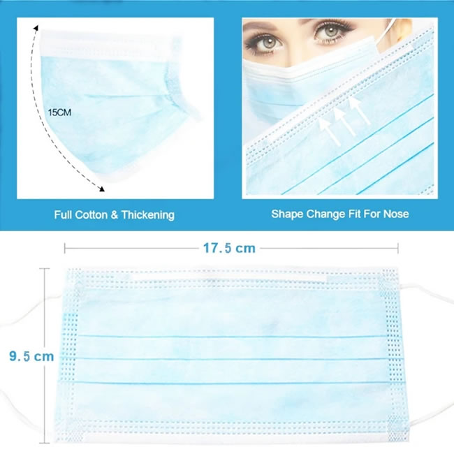 Protective 3ply Disposable Mouth Face Mask Ce Iso Certificate