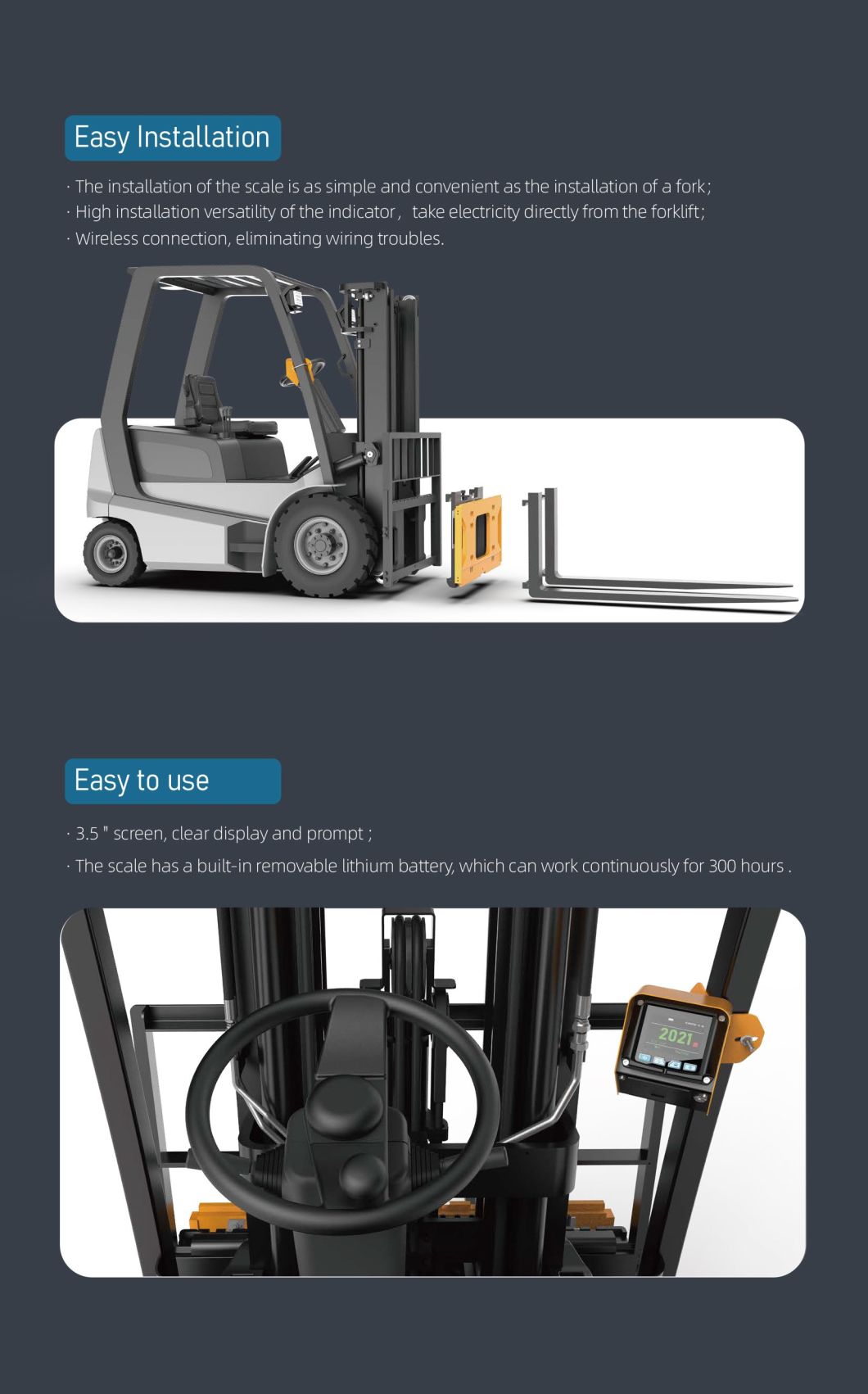 Aida 2t~5t Fork Weigh Scale for Forklifts with Bluetooth