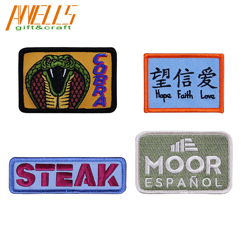 High-Quality Logo Brand Name Security Customized Wovne Patchs Iron on Pasting Embroidery Patch Embroidery Tags for Cloth