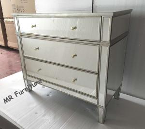 3 Drawers Silver Mirrored Nightstand Bedroom Mirrored Glass