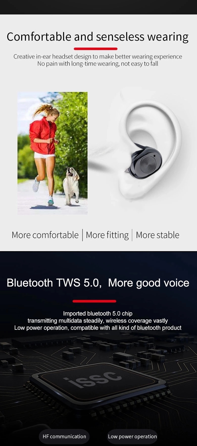 Bluetooth 5.0 Handsfree Tws Ture Wireless Stereo Deep Bass HiFi Sport Earbuds Gaming Headset Music Headphones Earphone