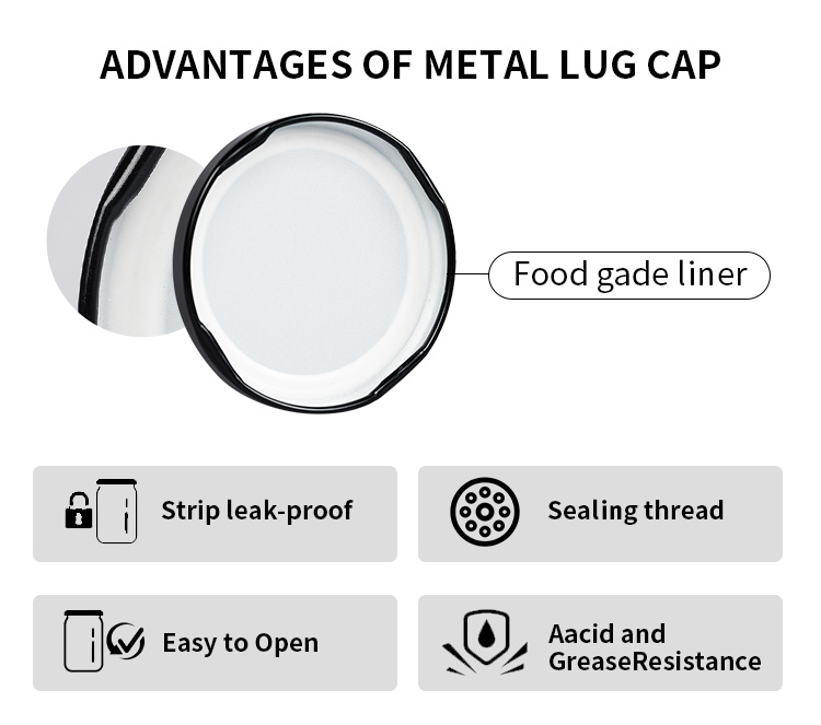 New Design 82mm Deep Metal Lids Tinplate Lug Cap Metal Lug Cap for Bulk Order