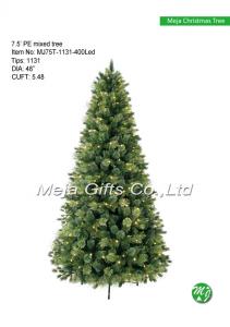 China 7.5FT Green Slim Artificial LED PE Christmas tree on sale 