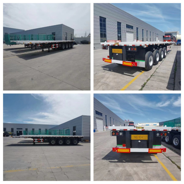 4 Axles Heavy Flatbed Container Shipping Truck Flatbed Semi Trailer