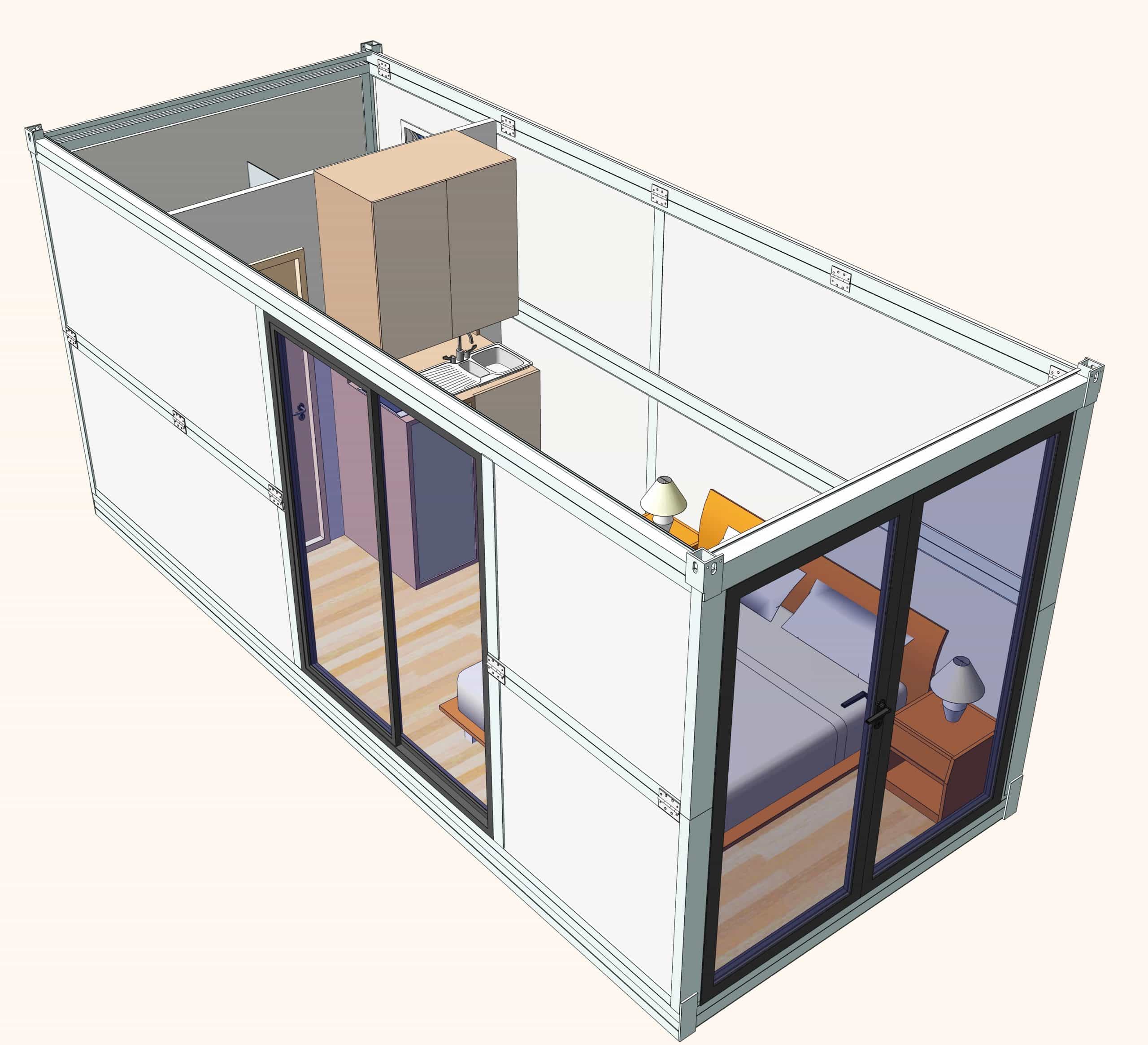 Foldable container house internal structure