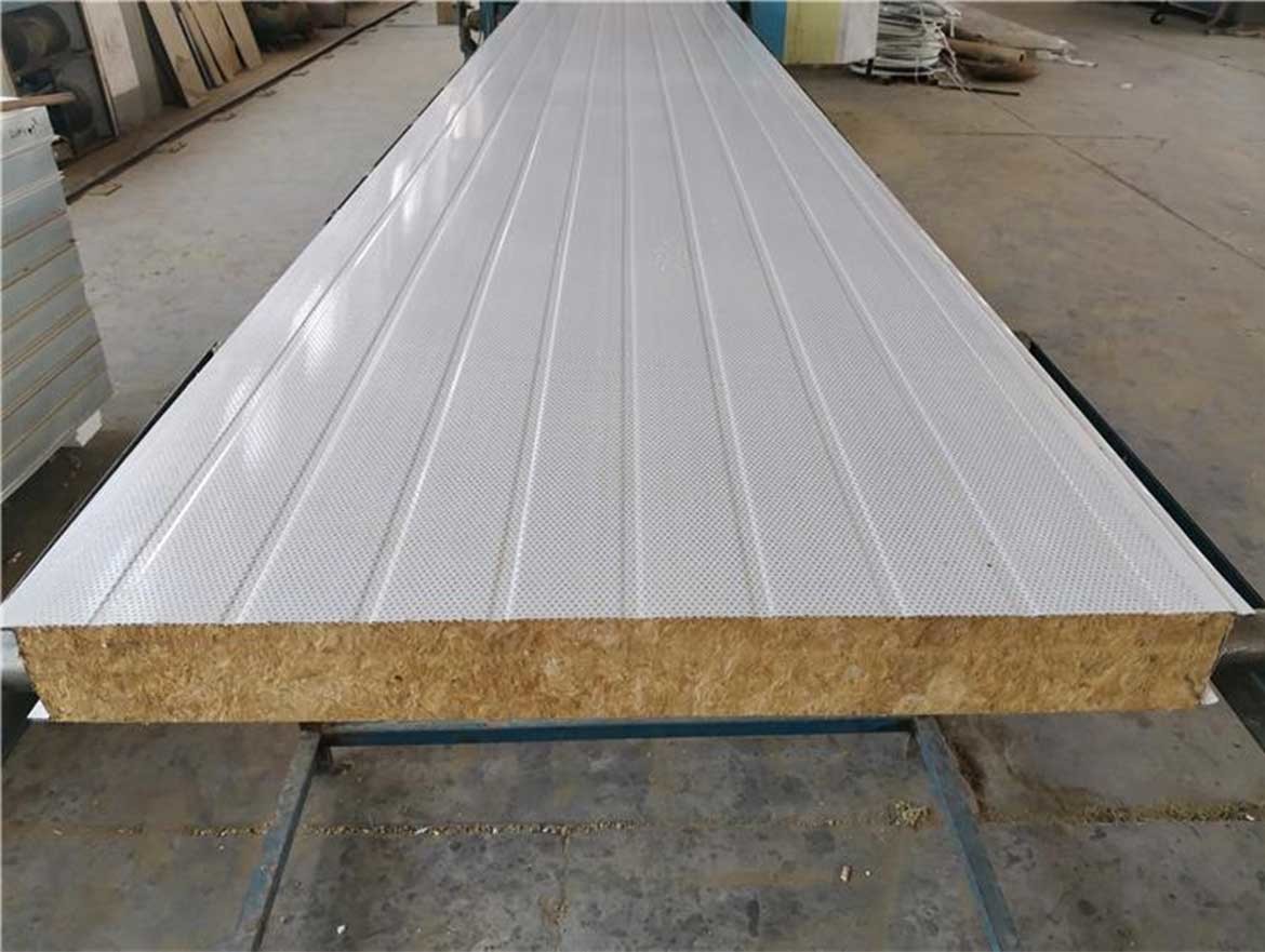 sound insulation board Stone Wool Core Galvanized Steel Sandwich Roofing Sheets manufacturer 