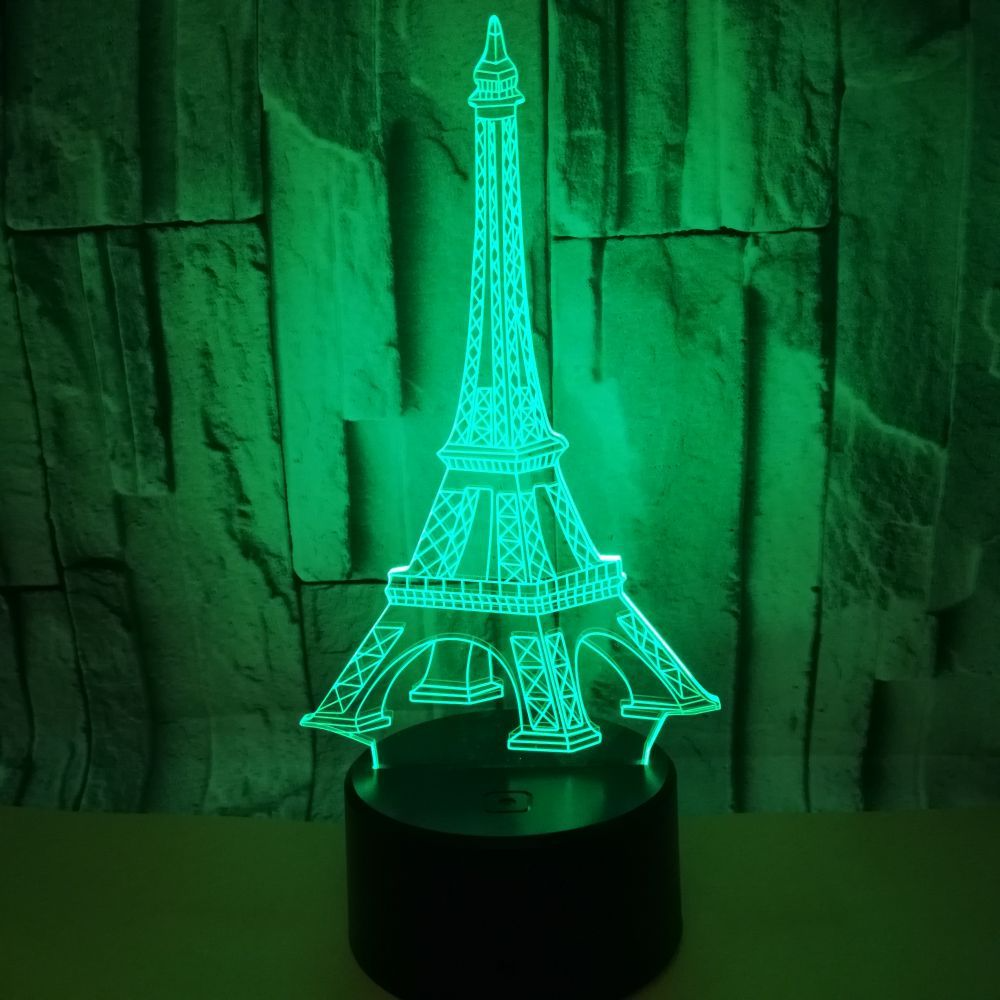 OEM Tourist attraction building logo Eiffel Tower 3D night Light Creative Visual Stereo LED Touch Switch Table Lamp 