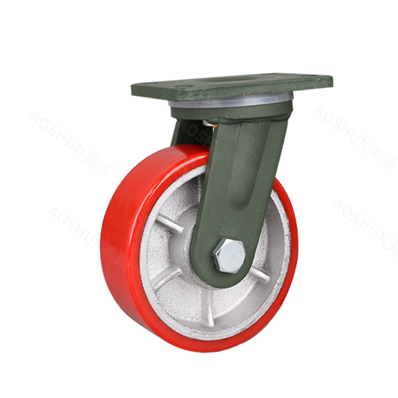 4/5/6/8inch Heavy Duty 1 Ton Red PU Wheel Iron Core Caster Wheel