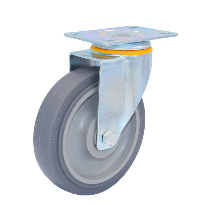 100kg 3inch 4inch 5inch Industry Trolley Grey Polyurethane Plastic Caster Wheel with Brake