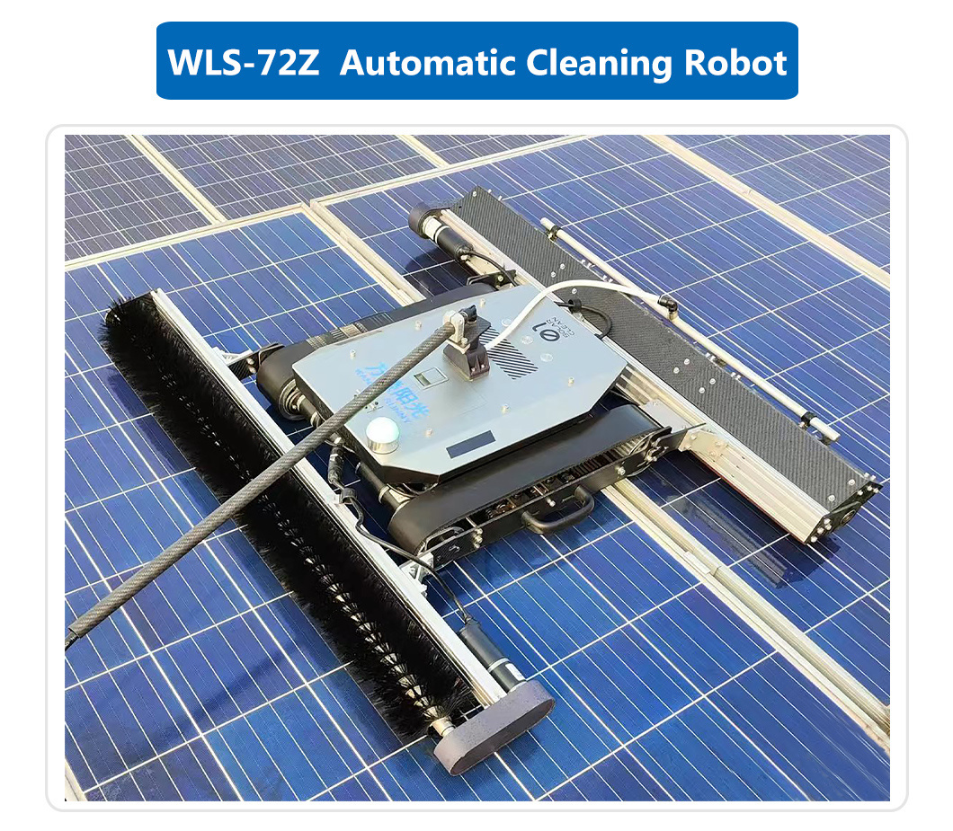 High-Efficiency Solar Panel Maintenance Robot with 1000 mm Roller Brush Heads and Nozzles for Dry or Wet Cleaning