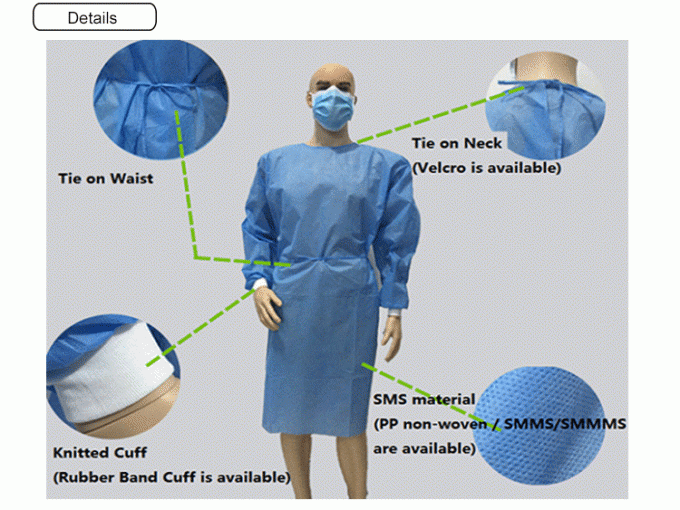 Health Non Woven Disposable Yellow Isolation Gown