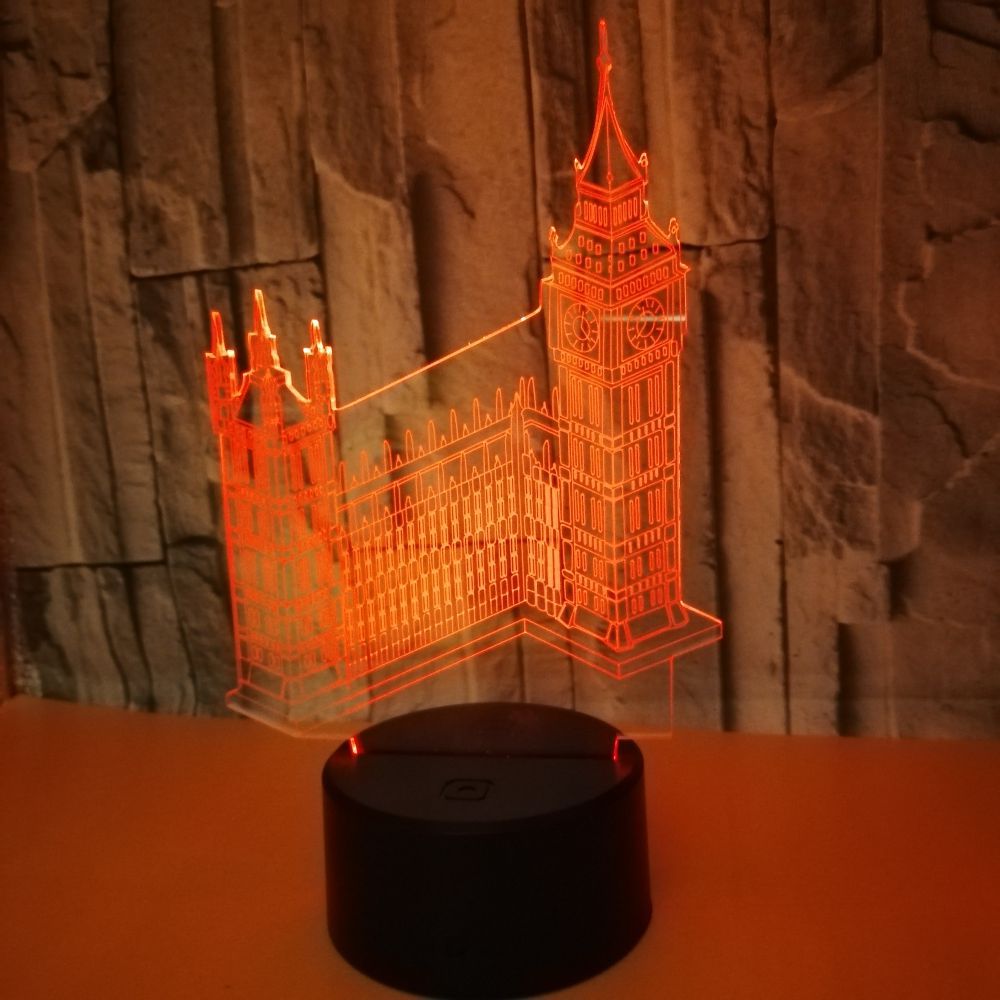 Building Big Ben 3D Night Lights Colorful custom picture Vision Gift Acrylic Table Lamps