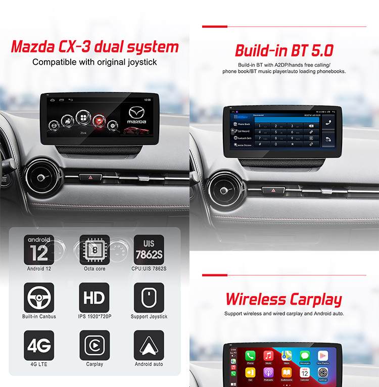 Mazda Car stereo 2Din car navigation system for CX-3 with dual system 10.25inch IPS screen