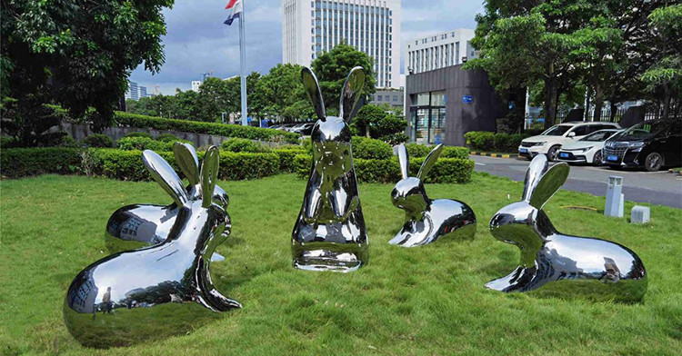 Outdoor Decor Animal Theme Mirror Art Stainless Steel Sculpture in Stock