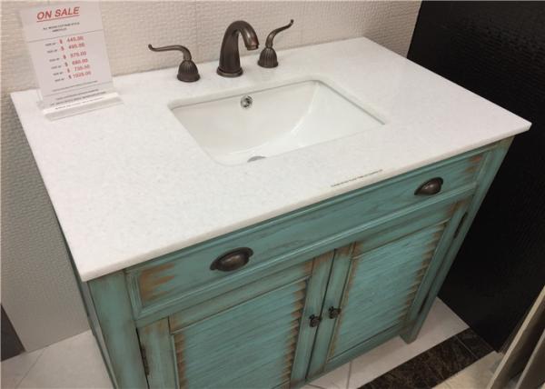 Eased Edges Marble Vanity Tops Crystal White With Rectangle Sink