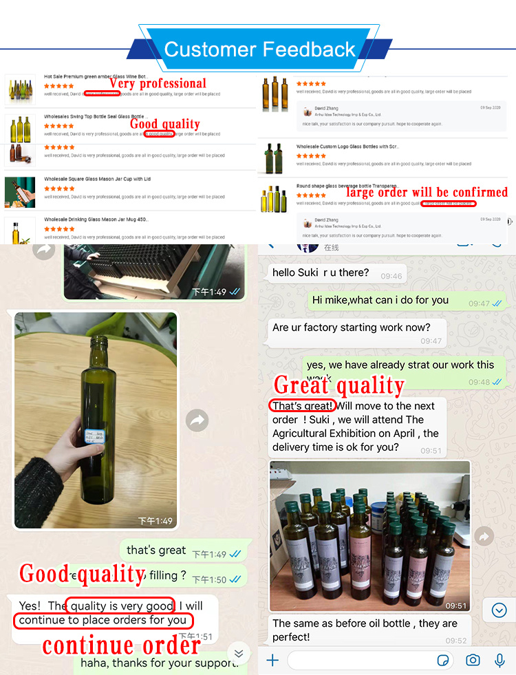 Custom Dark Green Glass Marasca Bottle for Wholesaler