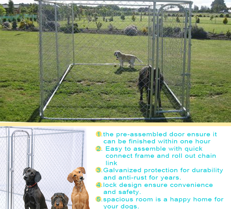 Custom logo high quality Large outdoor galvanized cheap chain link dog kennel