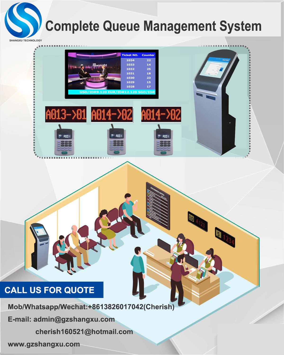Electronic Queue Management System for Banks/Hospitals/Clinics/Consulates/University