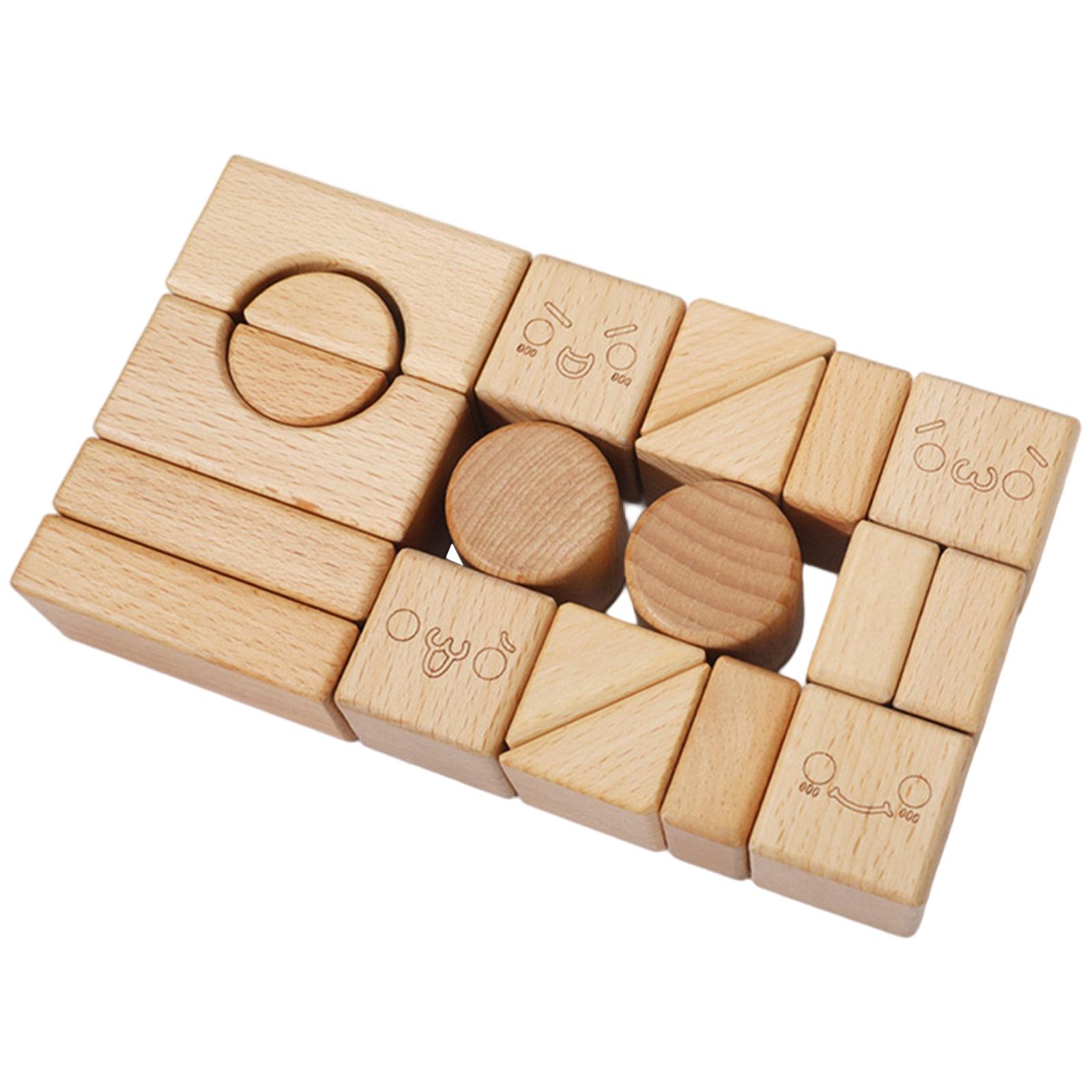 Solid Wood Stacking Block Toy Shape Cognition DIY Wood Block Kit for Kids Children