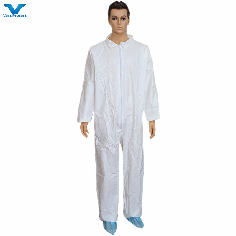 Industrial Safety PPE Protective Clothing Nonwoven Disposable Microporous Coveralls with Grey Shoe Cover