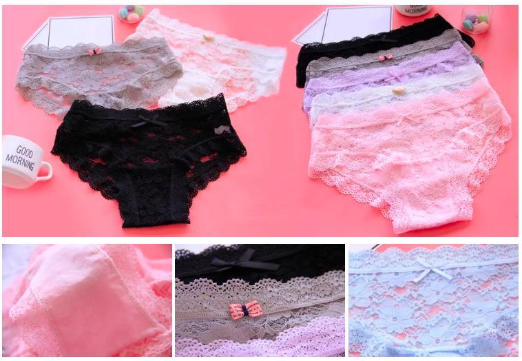 Young Girl Transparent Lace Underwear Cotton Seamless Sexy Lingerie Women Panty Panties