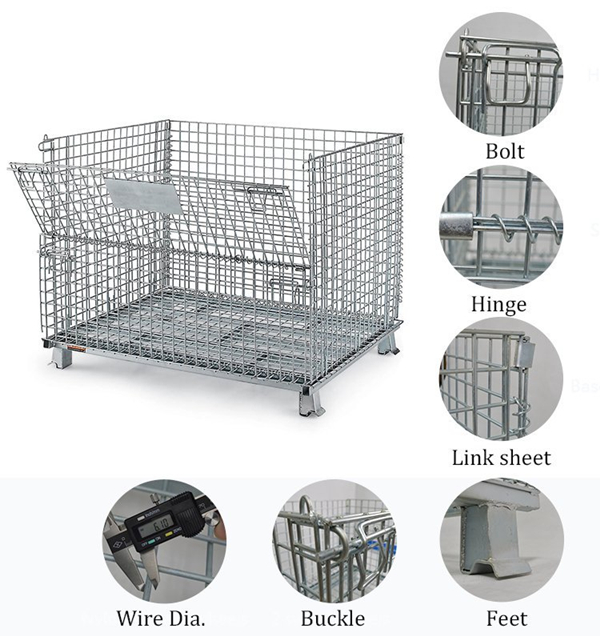 50x50 Wire Mesh Container without Castors for Raw Material Storage 