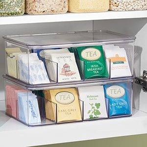 pantry morning tea bags black green lemon earl grey shelf organize bin lid box
