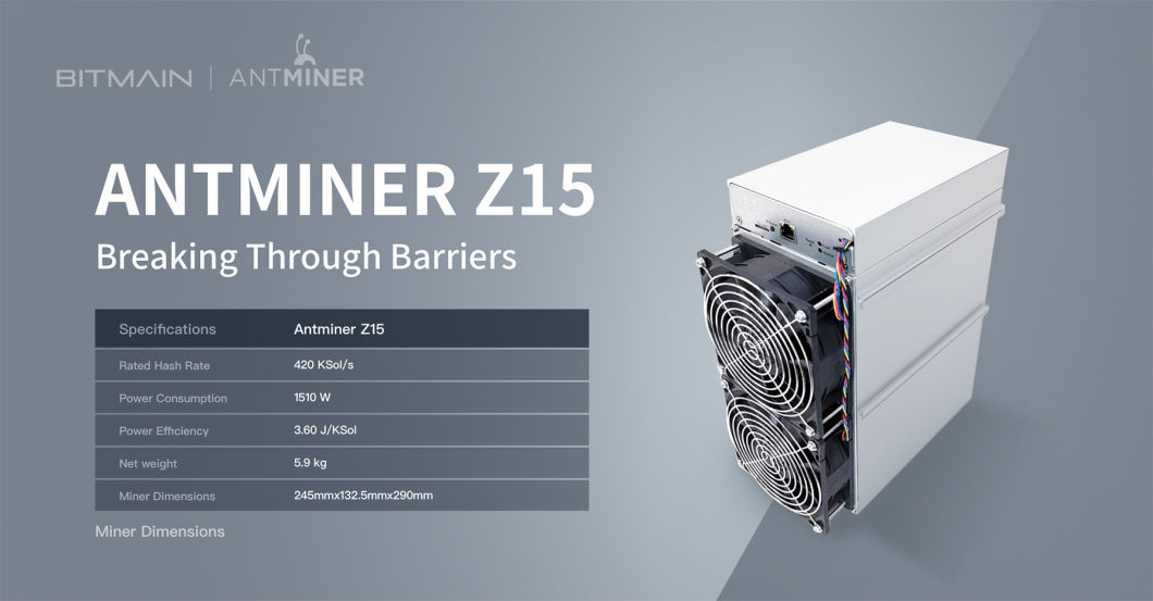 Newest Bitmain Antminer Z15 420ksol/S Zcash Asic Besnewest Bitmain Antminer Z15 420ksol/T Most Profitable Miner Antiminer Blockchain with PSU Equihash Algorithm