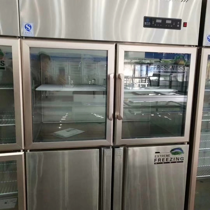Upper Double Glass Door Stainless Steel Freezer 4 Door Commercial 2