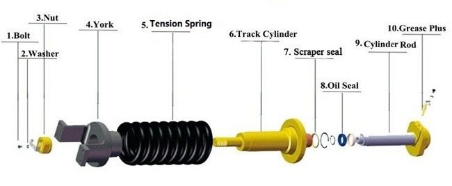 Yellow Color Track Cylinder Assembly For E200B Earthmoving Undercarriage