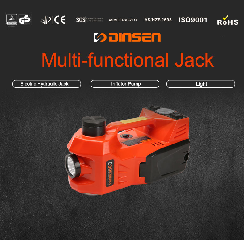 easy operating 12V electric hydraulic floor jack with car tire inflator pump