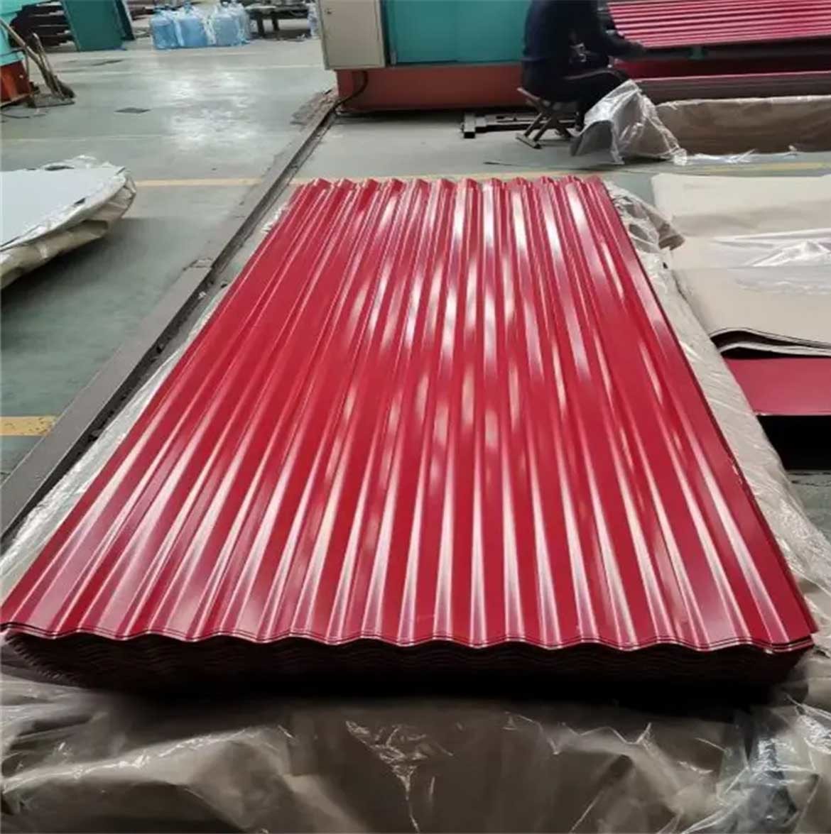 wave shaped galvanized steel Red Color Coated Steel Roof Sheet PPGI PPGL
